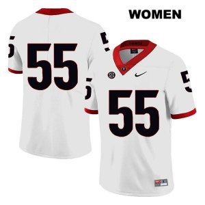 Women's Georgia Bulldogs NCAA #55 Miles Miccichi Nike Stitched White Legend Authentic No Name College Football Jersey GRK2654GJ